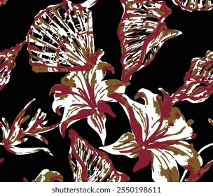 botanical floral ,vector, seamless pattern with roses herbs and leaves, big set background with flowers,abstract