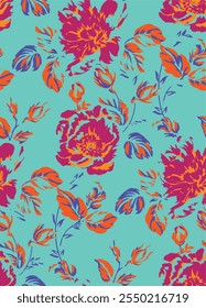 botanical floral vector seamless pattern with roses herbs and leaves big set background with flowers
