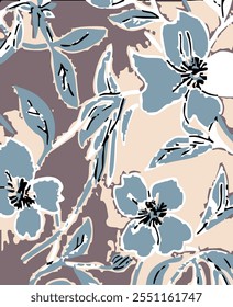 botanical floral vector seamless pattern with roses herbs and leaves big set background with flowers
