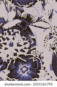Patrón sin fisuras de Vector floral botánico con rosas, hierbas y hojas Fondo de gran conjunto con flores