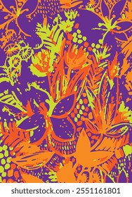 botanische florale Vektor nahtloses Muster mit Rosen Kräuter und Blätter großen Satz Hintergrund mit Blumen