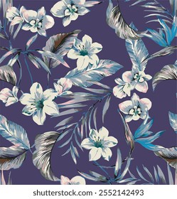 vetor floral botânico padrão sem emenda com ervas rosas e folhas fundo grande conjunto com flores