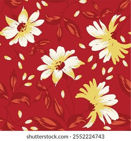 botanical floral vector seamless pattern with roses herbs and leaves big set background with flowers