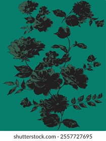 botanical floral vector seamless pattern with roses herbs and leaves big set background with flowers
