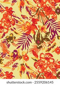 botanical floral vector seamless pattern with roses herbs and leaves big set background with flowers