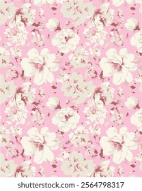 botanical floral vector seamless pattern with roses herbs and leaves big set background with flowers