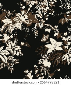 botanical floral vector seamless pattern with roses herbs and leaves big set background with flowers