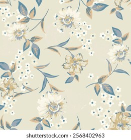 botanical floral vector seamless pattern with roses herbs and leaves big set background with flowers