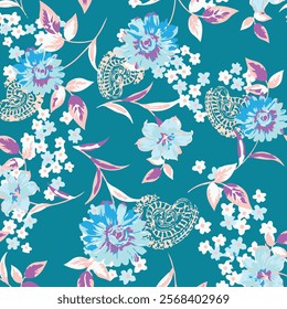 botanical floral vector seamless pattern with roses herbs and leaves big set background with flowers