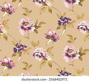 botanical floral vector seamless pattern with roses herbs and leaves big set background with flowers