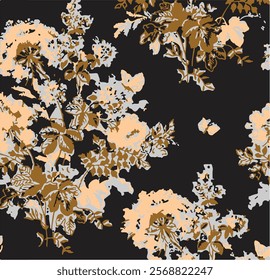 botanical floral vector seamless pattern with roses herbs and leaves big set background with flowers