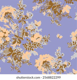 botanical floral vector seamless pattern with roses herbs and leaves big set background with flowers