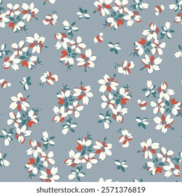 botanical floral vector seamless pattern with roses herbs and leaves big set background with flowers
