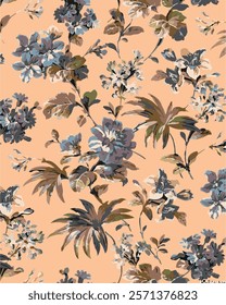 botanical floral vector seamless pattern with roses herbs and leaves big set background with flowers