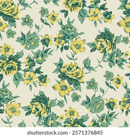 botanical floral vector seamless pattern with roses herbs and leaves big set background with flowers