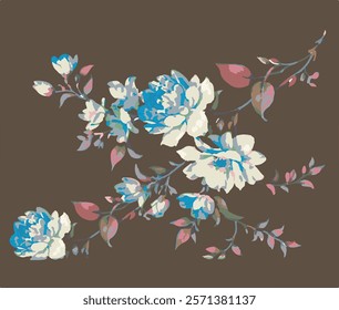 botanical floral vector seamless pattern with roses herbs and leaves big set background with flowers