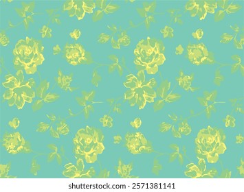 botanical floral vector seamless pattern with roses herbs and leaves big set background with flowers