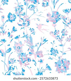 botanical floral vector seamless pattern with roses herbs and leaves background with flowers