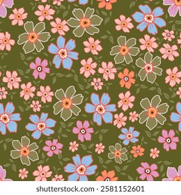 botanical floral vector seamless pattern with roses herbs and leaves big set background with flowers