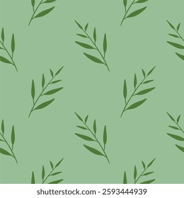 botanical floral vector seamless pattern. Floral pattern filled with green leaves