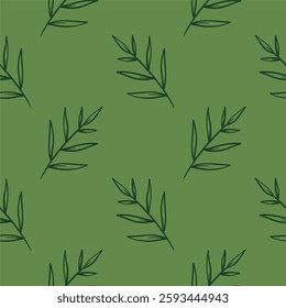 botanical floral vector seamless pattern. Floral pattern filled with green leaves
