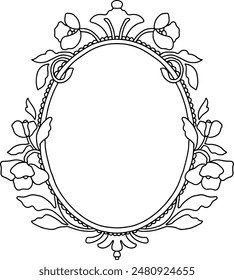 Botanical floral vintage crest frame. Wedding family monogram.