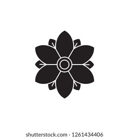 Botanical flower black vector concept icon. Botanical flower flat illustration, sign