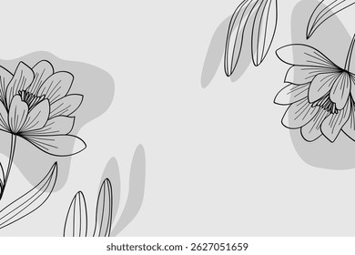 Botanical Flower Blossom Line Drawing Background.Vector illustration