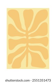 Botanical Flower Doodle Cover. Floral Abstract Background with Simple Organic Forms of Flowers and Leaves in Art Nouveau Style. Interior Print Invitation for Anniversary, Birthday. Gold Grey