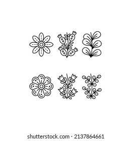 Botanical Flower Element-related vector element with line style. Perfect for any purpuse use. Decorative outline cector illustration. Botanical and flower circle frame.

