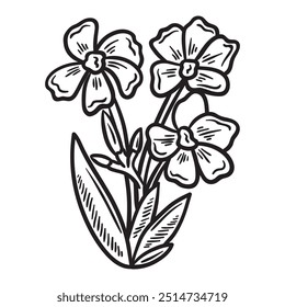 Botanical Flower Illustration Colorless - Botanical Flower-07