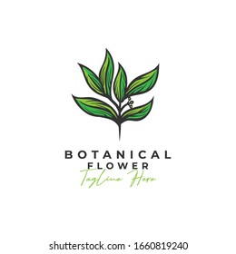 Plantilla de logotipo de flores botánicas. Ilustración del vector