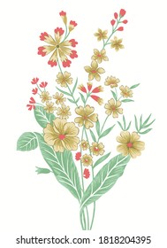 Botanical flower Motif,  Flourish spring floral greeting card design