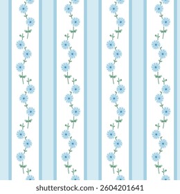 Botanical flower pattern. Hand-drawn vector illustration in flat style.