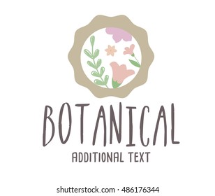 botanical flower pot vector art icon logo