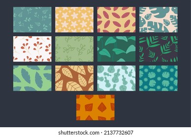 botanical and flower seamless pattern collection. Set of botanical seamless pattern.