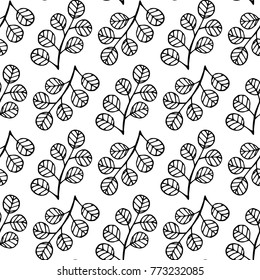 Botanical flowers with leaves pattern on a white background.Vector illustration for your web design.