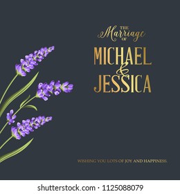 Botanical flowers poster. Floral card on the dark background. Vector illustration.