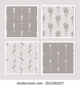 Botanical flowers seamless patterns. Floral silhouette wallpaper texture. Collection of nature leaves wrapping backgrounds in beige and brown colors.