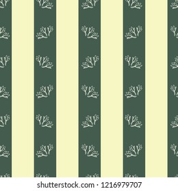 Botanical flowers in a victorian style vertical stripe. Seamless vector pattern in green and yellow is great for textiles, wallpaper, stationery, cards, fashion, dollhouses and scrapbooking.