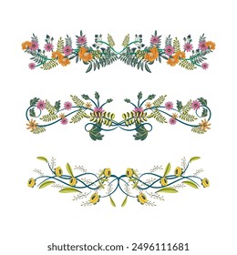 Botanical  frame and border of spring flower and leaf. 