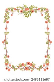 Botanical  frame and border of spring flower and leaf. 