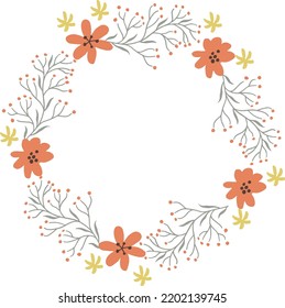 Botanical frame circle. Round floral ornament print