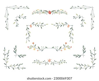 Botanischer Rahmen, Ecke, Grenze, Gartendekoration. 