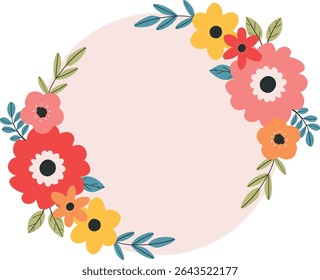 Marco botánico con flores y hojas 