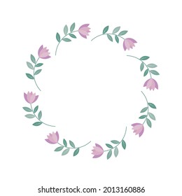 Marco botánico de flores y hojas, ilustración vectorial aislada