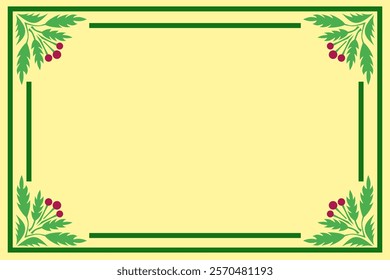 Botanical frame graphic vector illustration featuring green leaves arranged on a light background as decoration.