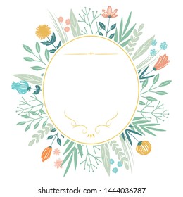 botanical frame with handwriting flowers