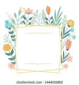 botanical frame with handwriting flowers