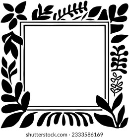 Botanical frame of herbs and branches for design projects. Vector illustration